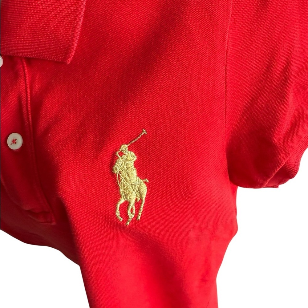 Polo by Ralph Lauren Big Pony Red and Gold Polo Shirt Classic Design - Picture 9 of 12